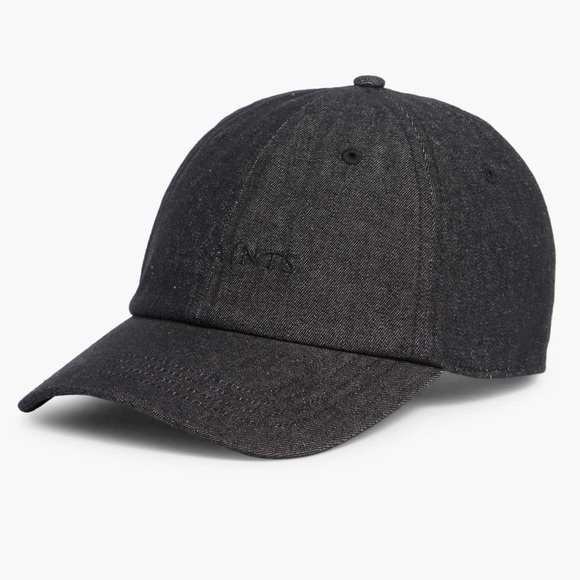 NEW ALL SAINTS Spellout Black Denim Baseball Cap - Men's Casual Hat